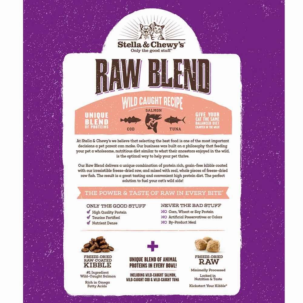 Stella & Chewy's Freeze-Dried Raw Blend Kibble Wild-Caught Fish Grain-Free Dry Cat Food 5lb