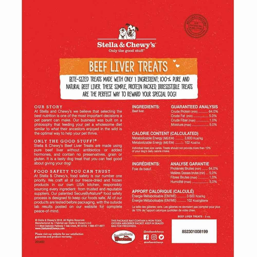 Stella & Chewys Beef Liver Single Ingredient Grain-Free Freeze-Dried Dog Treats 3oz