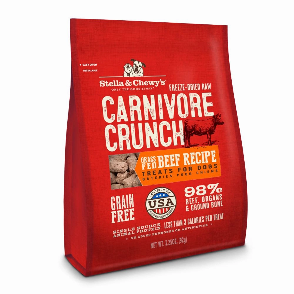 Stella & Chewys Carnivore Crunch Grass-Fed Beef Grain-Free Freeze-Dried Dog Treats 3.25oz