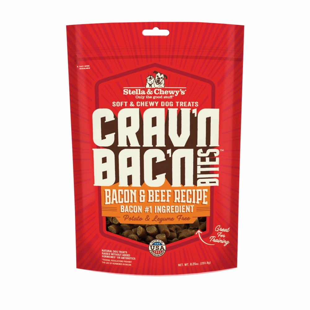 Stella & Chewys Crav'n Bac'n Bites Bacon & Beef Dog Treats 8.25oz