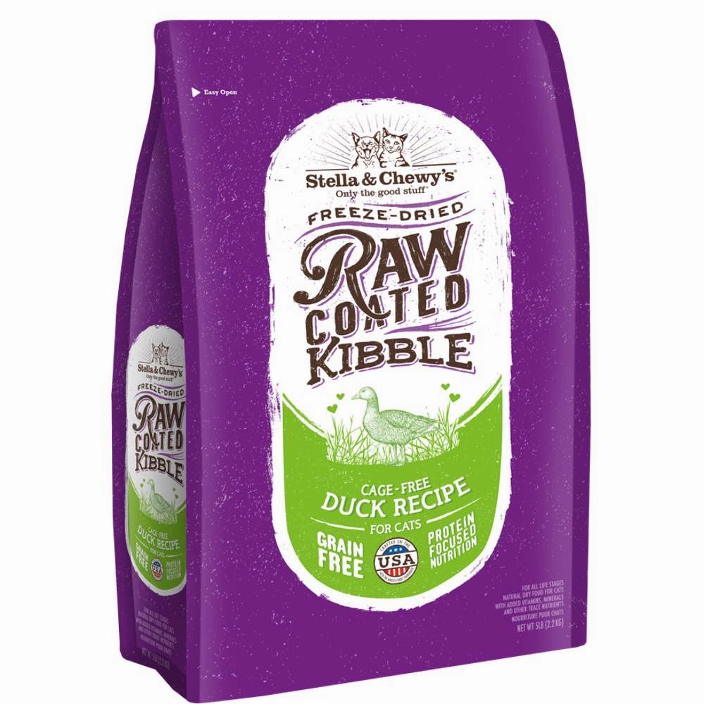 Stella & Chewys Freeze-Dried Raw Coated Kibble Cage-Free Duck Grain-Free Dry Cat Food 5lb
