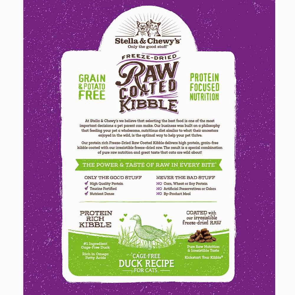 Stella & Chewys Freeze-Dried Raw Coated Kibble Cage-Free Duck Grain-Free Dry Cat Food 5lb