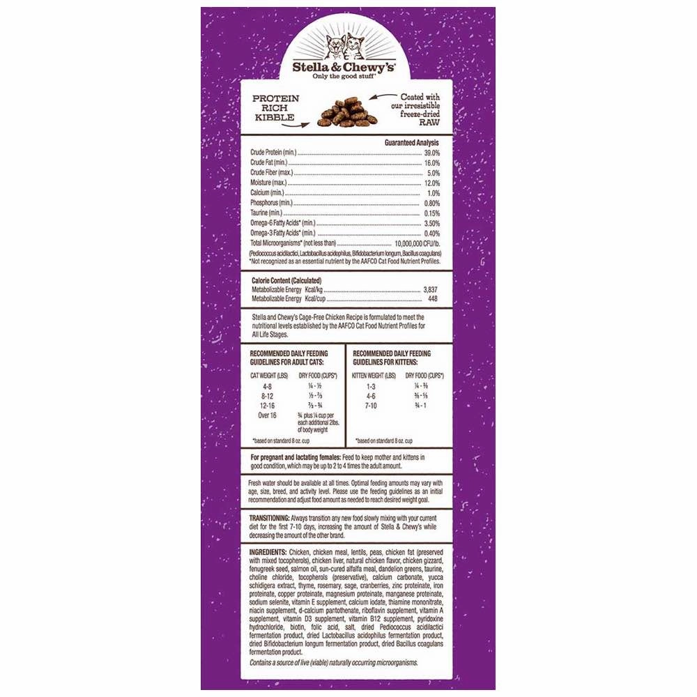 Stella & Chewys Freeze-Dried Raw Coated Kibble Chicken Grain-Free Dry Cat Food