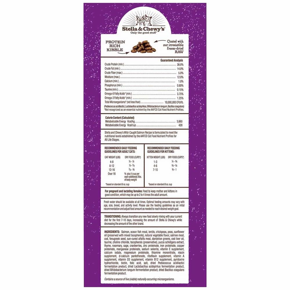 Stella & Chewys Freeze-Dried Raw Coated Kibble Salmon Grain-Free Dry Cat Food