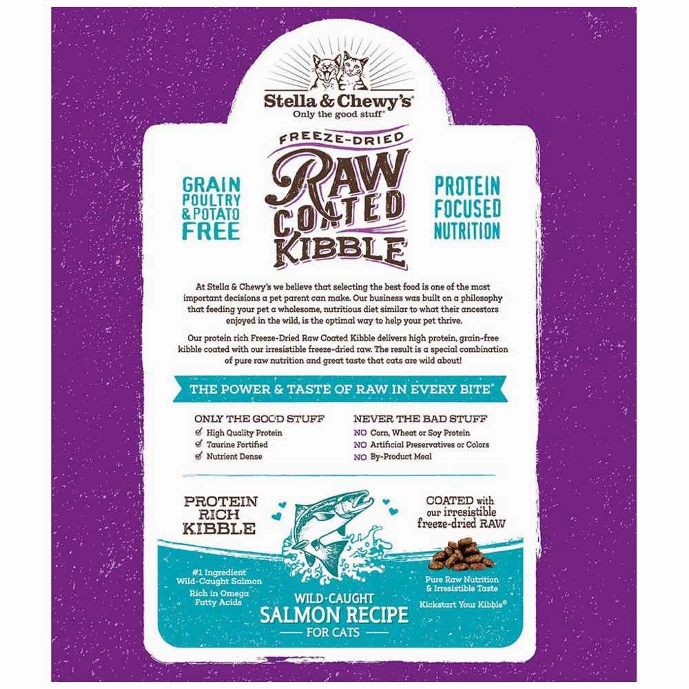 Stella & Chewys Freeze-Dried Raw Coated Kibble Salmon Grain-Free Dry Cat Food
