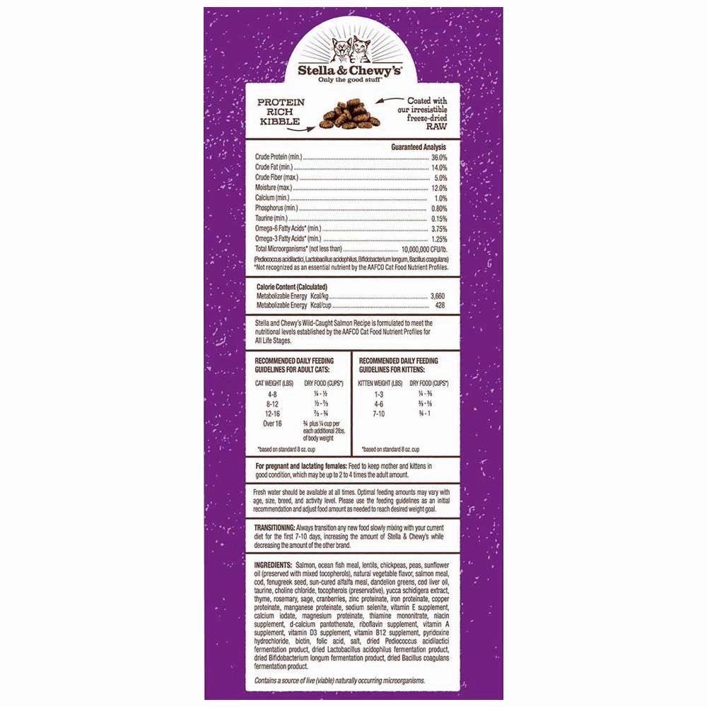 Stella & Chewys Freeze-Dried Raw Coated Kibble Salmon Grain-Free Dry Cat Food
