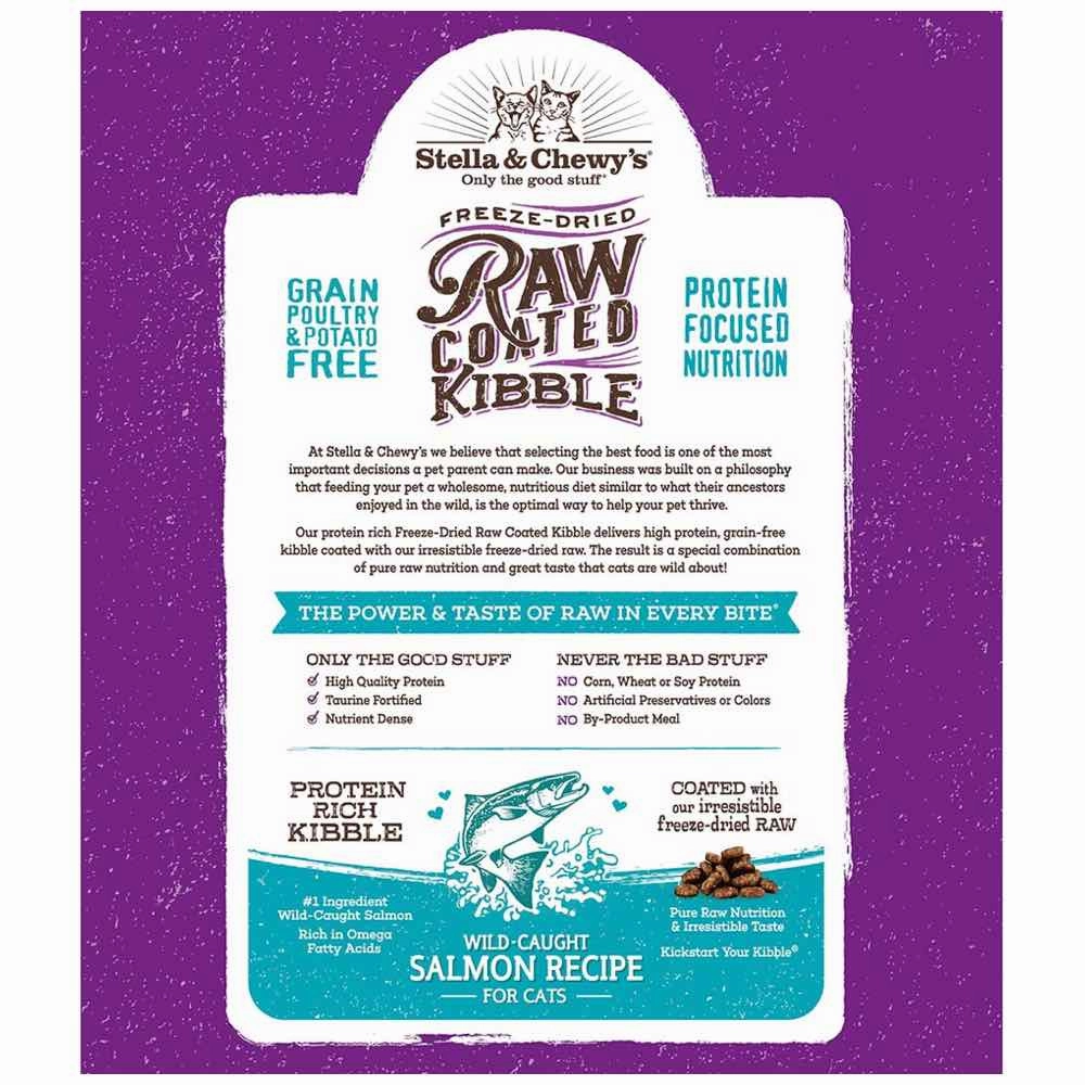 Stella & Chewys Freeze-Dried Raw Coated Kibble Salmon Grain-Free Dry Cat Food