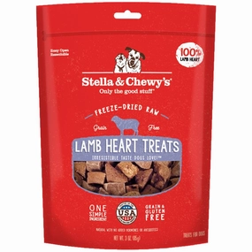Stella & Chewys Lamb Heart Single Ingredient Grain-Free Freeze-Dried Dog Treats 3oz (Exp 26Nov25)