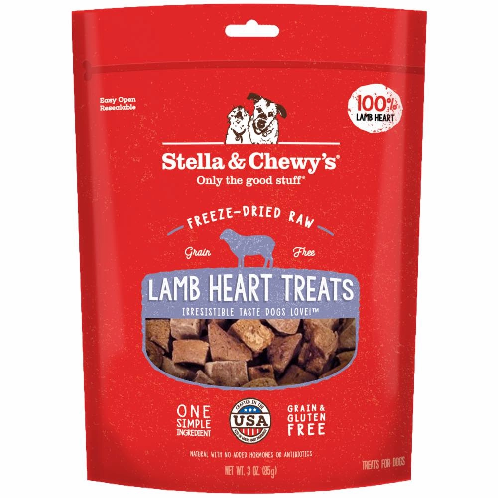 Stella & Chewys Lamb Heart Single Ingredient Grain-Free Freeze-Dried Dog Treats 3oz (Exp 26Nov25)