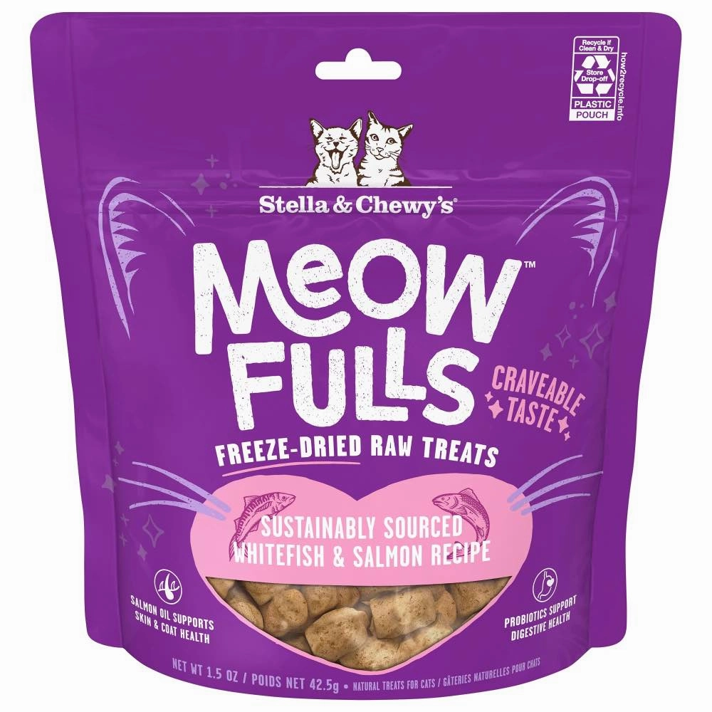 Stella & Chewys Meowfulls White Fish & Salmon Recipe Freeze-Dried Cat Treats 1.5oz