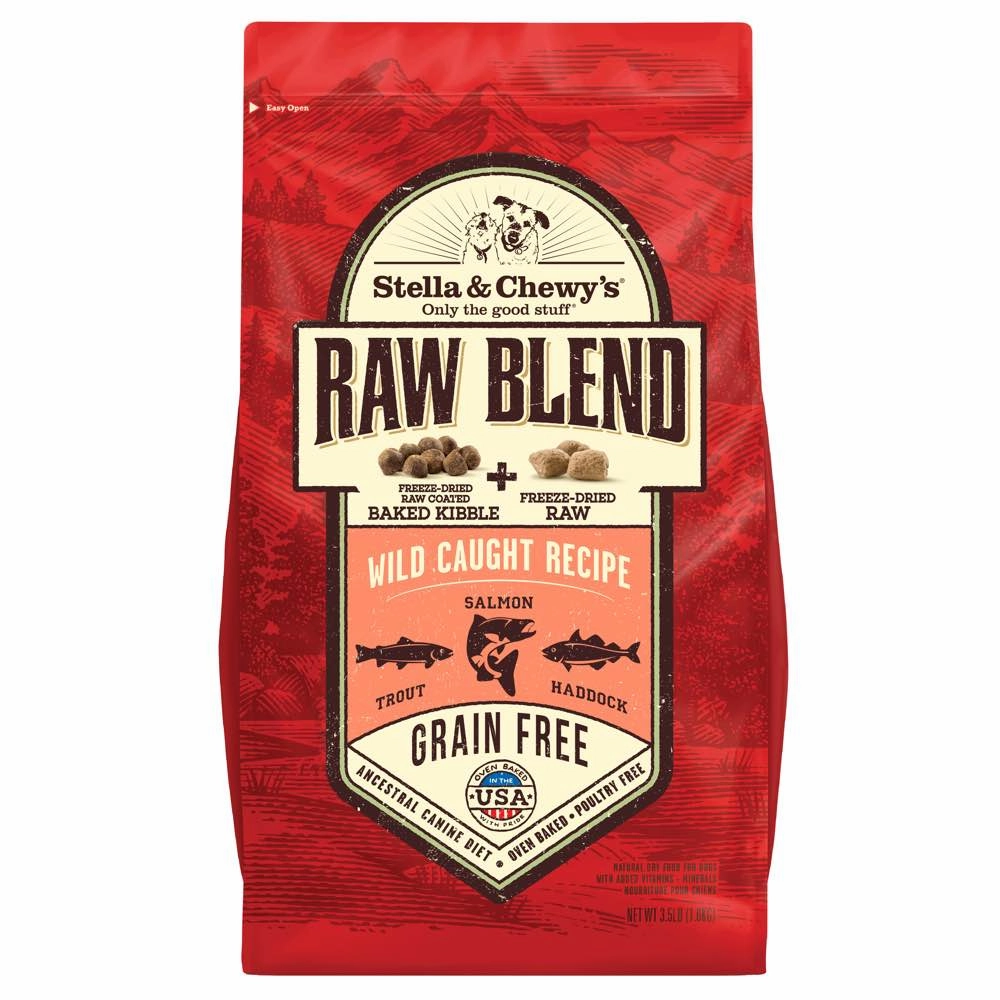 Stella & Chewys Raw Blend Wild Caught Fish Kibble With Freeze-Dried Raw Grain-Free Dry Dog Food