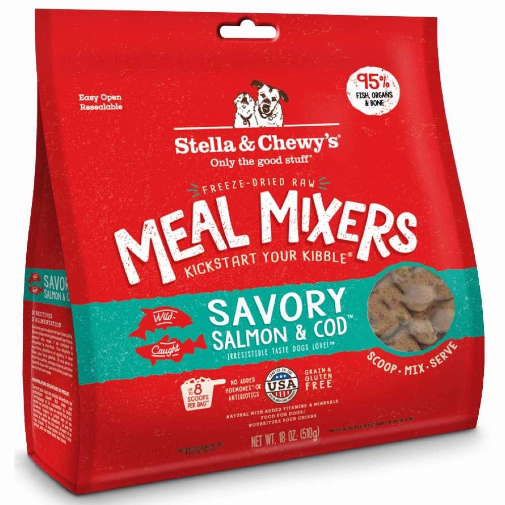 Stella & Chewys Savory Salmon & Cod Meal Mixers Grain-Free Freeze-Dried Raw Dog Food