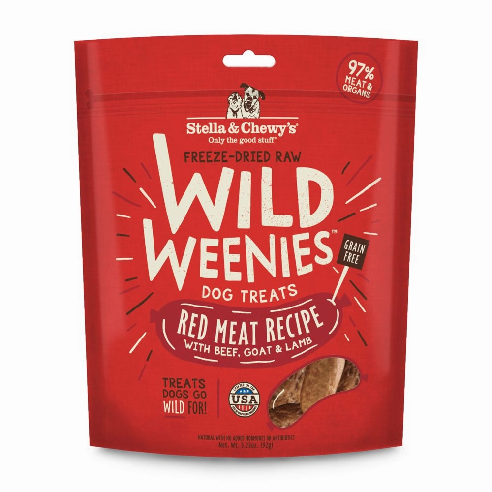 Stella & Chewys Wild Weenies Red Meat Recipe Grain-Free Freeze-Dried Raw Dog Treats 3.25oz (Exp 18Oct25)
