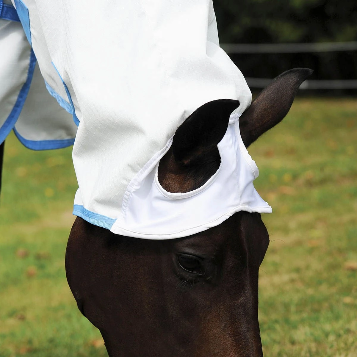Sweet Itch Shield Combo Neck Horse Fly Sheet, White/Blue