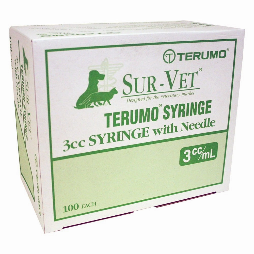 Terumo SUR-VET Luer Slip Syringe with Needle, 100 count