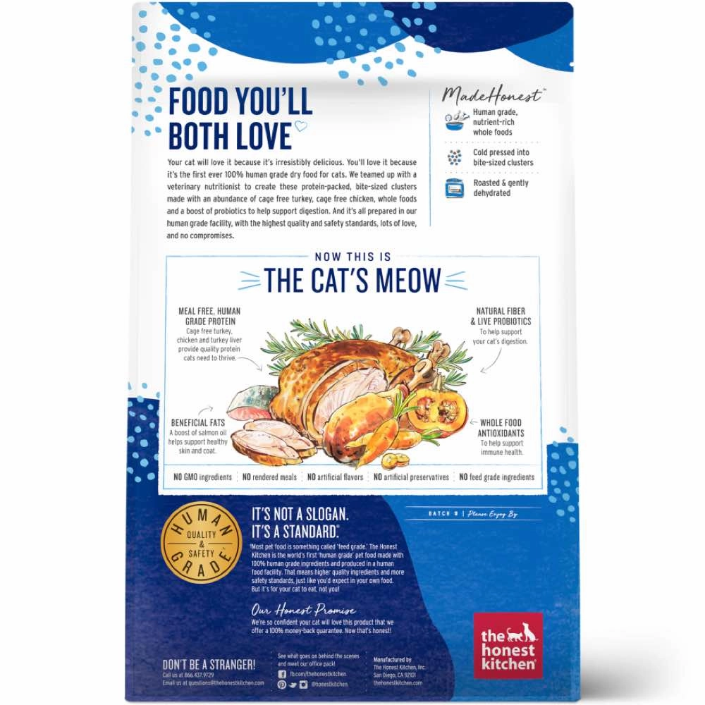 The Honest Kitchen Whole Food Clusters Turkey & Chicken Grain-Free Dry Cat Food 4lb