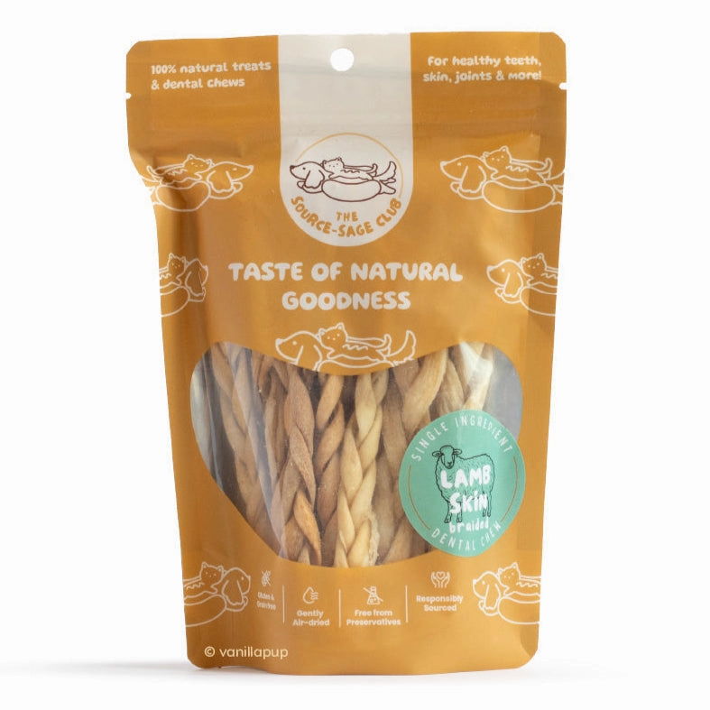 The Source-Sage Club Braided Lamb Skin Dog Treats 100g