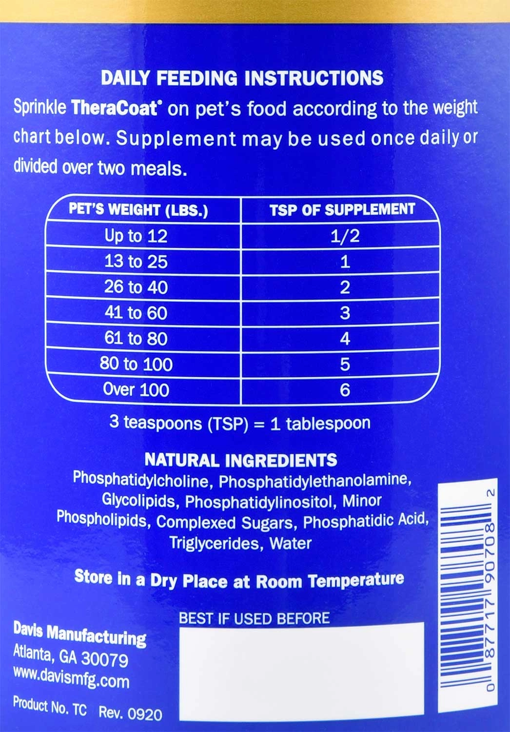 TheraCoat Skin & Coat Supplement for Dogs & Cats