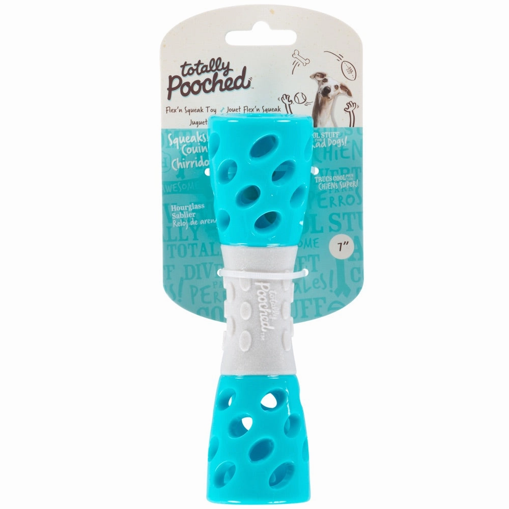 Totally Pooched Toss'n Stuff Rubber Hourglass Dog Toy (Teal)