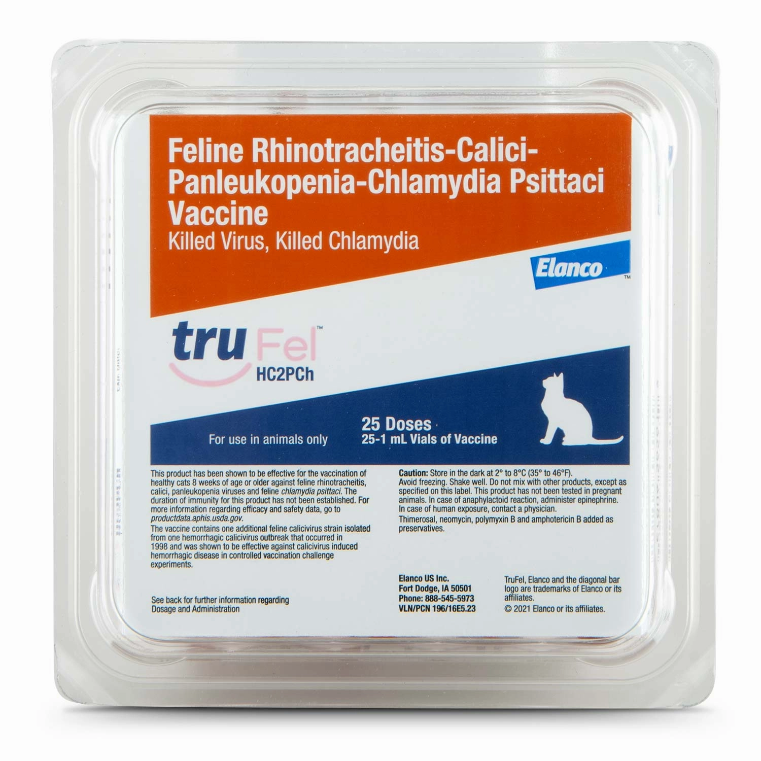 TruFel HC2PCh Cat Vaccine (formerly Fel-O-Vax IV   CaliciVax), 25 Single Doses