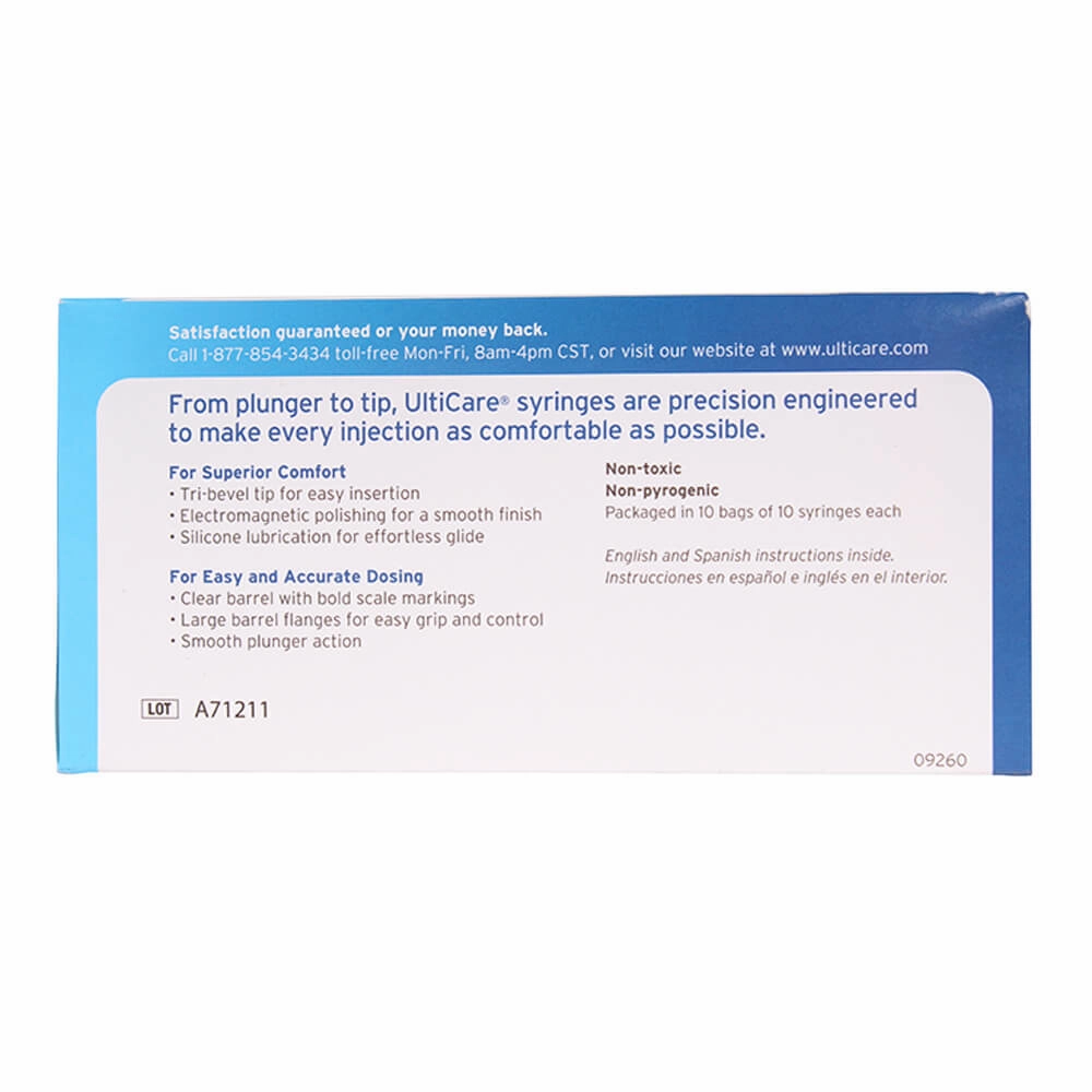 UltiCare U-40 Insulin Syringes, 29ga x ", Box of 100 ct