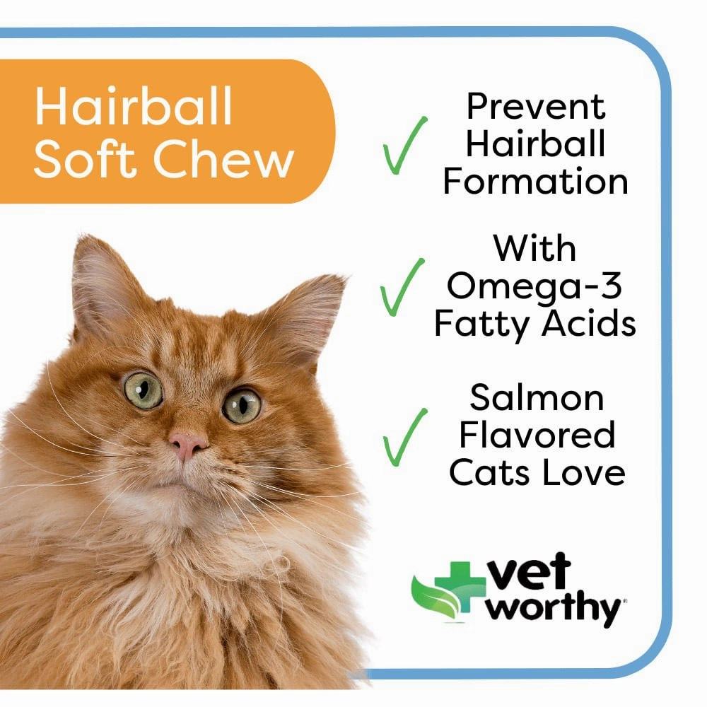 Vet Worthy Hairball Soft Chew Aid for Cats, 45 ct