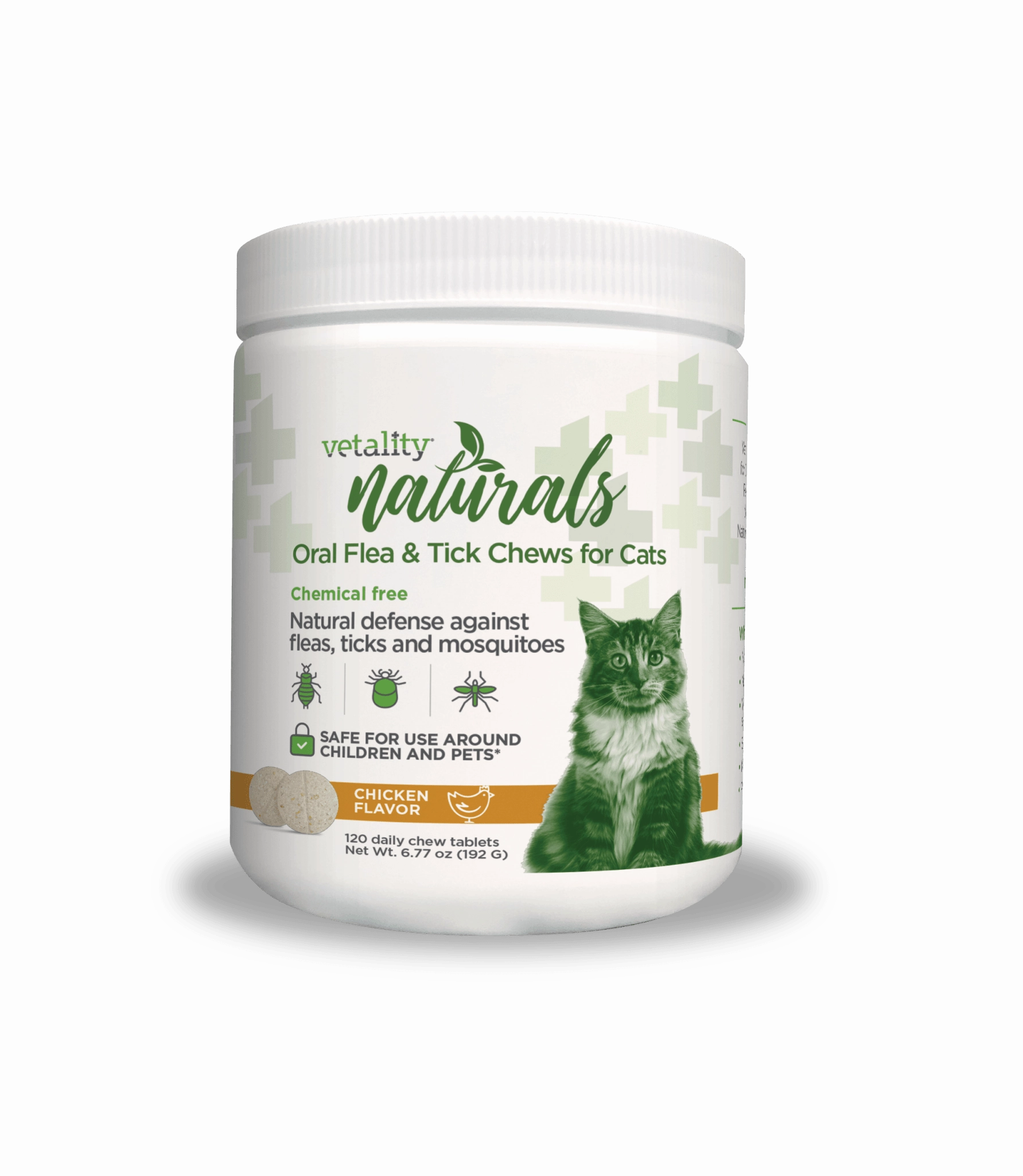 Vetality Naturals Oral Flea & Tick Chews for Cats, 120 ct