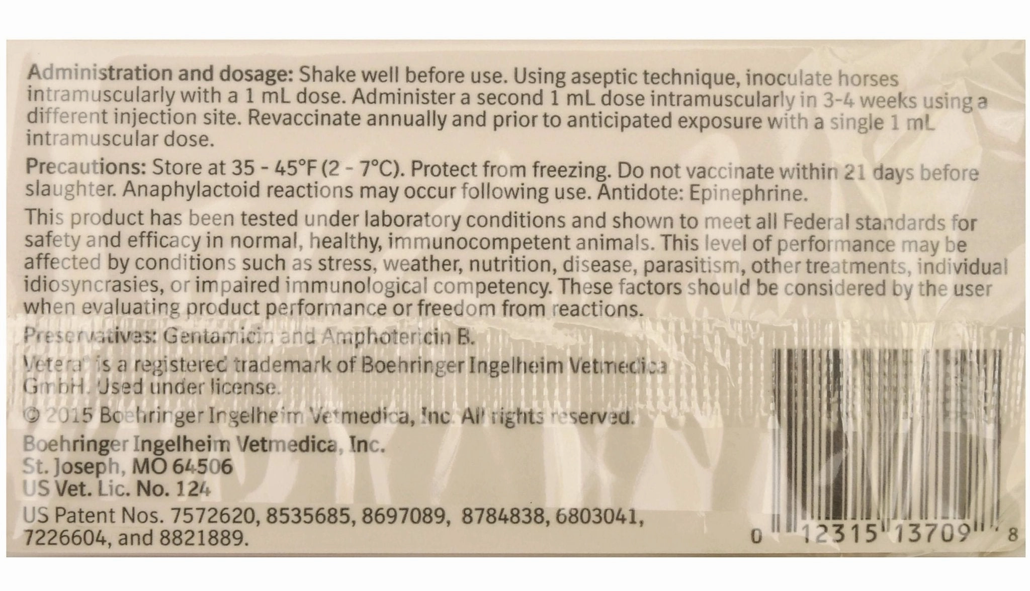 Vetera Gold XP   VEE (6-way   WNV) Horse Vaccine, Single Dose Vaccine for Horses