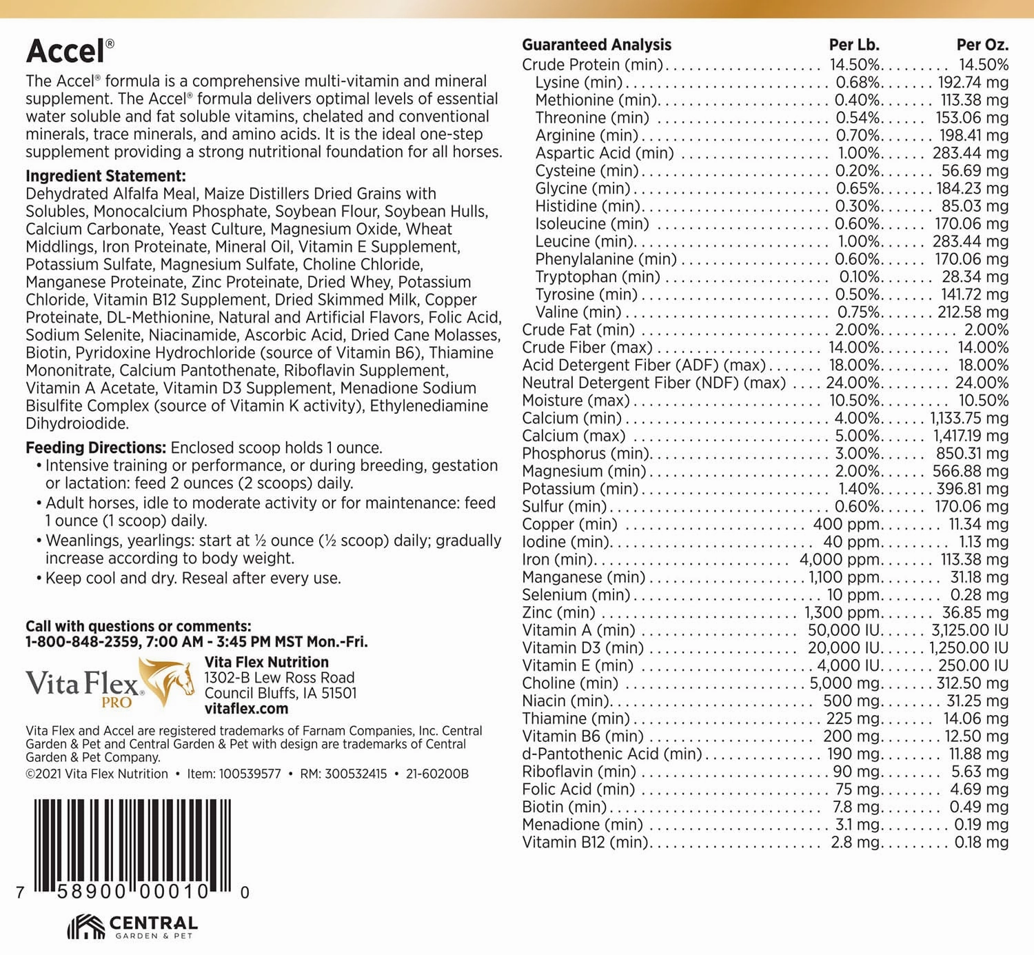 Vita Flex Pro Accel Health & Wellness Formula, Supplement for Horses
