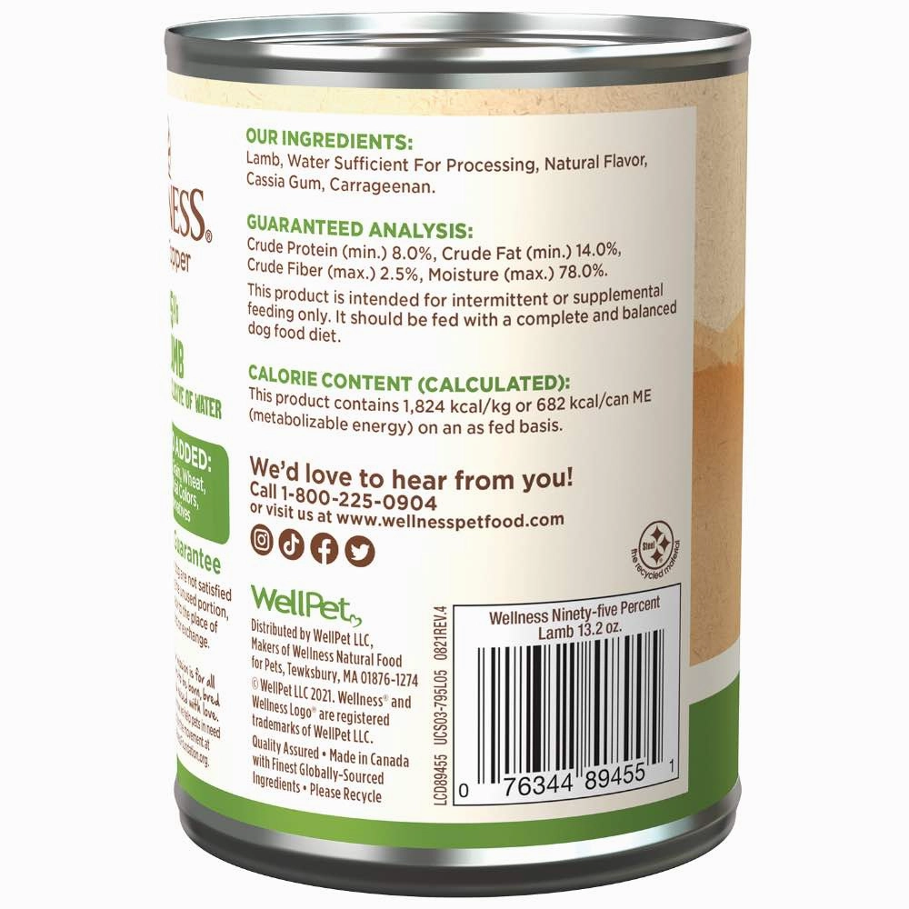 Wellness 95% Lamb Grain-Free Canned Dog Food 374g
