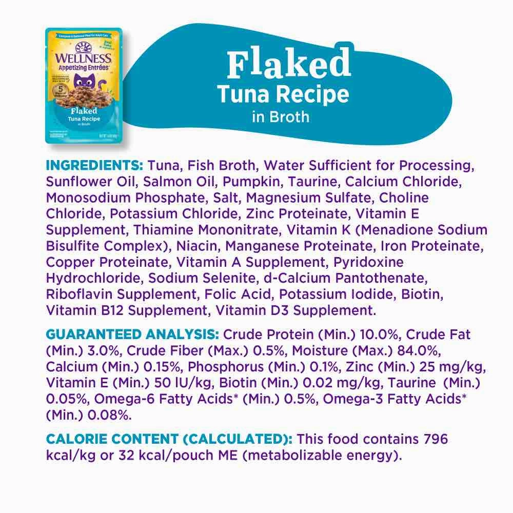 Wellness Appetizing Entrees Flaked Tuna Adult Pouch Cat Food 1.4oz