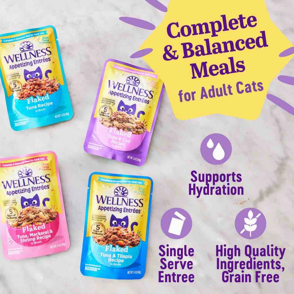 Wellness Appetizing Entrees Flaked Tuna Adult Pouch Cat Food 1.4oz