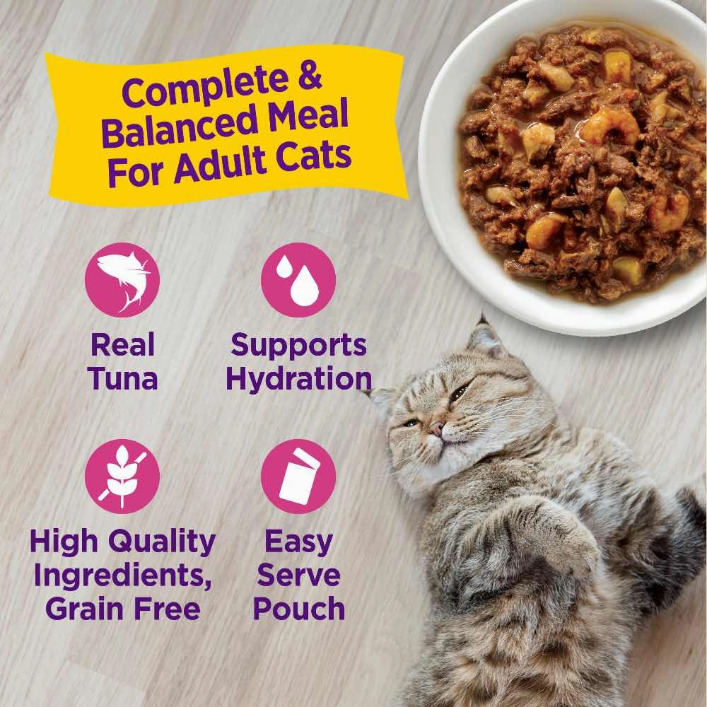 Wellness Appetizing Entrees Flaked Tuna, Mackerel & Shrimp Adult Pouch Cat Food 1.4oz