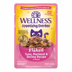 Wellness Appetizing Entrees Flaked Tuna, Mackerel & Shrimp Adult Pouch Cat Food 1.4oz