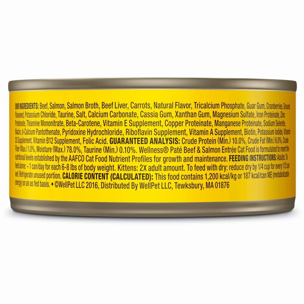Wellness Complete Health Beef & Salmon Pate Grain-Free Canned Cat Food 5.5oz (Exp 8Jul25)