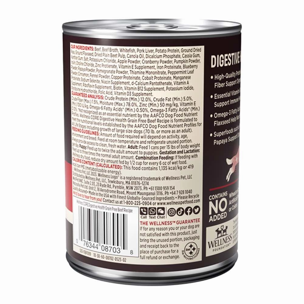 Wellness CORE Digestive Health Beef Grain-Free Canned Dog Food 13oz