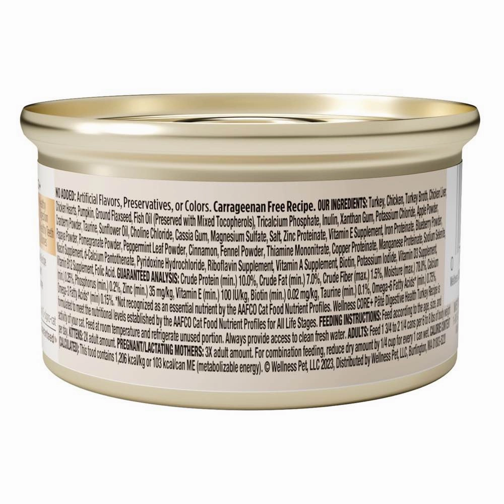 Wellness Core  Digestive Health Pate Turkey Pate Grain-Free Canned Cat Food 85g