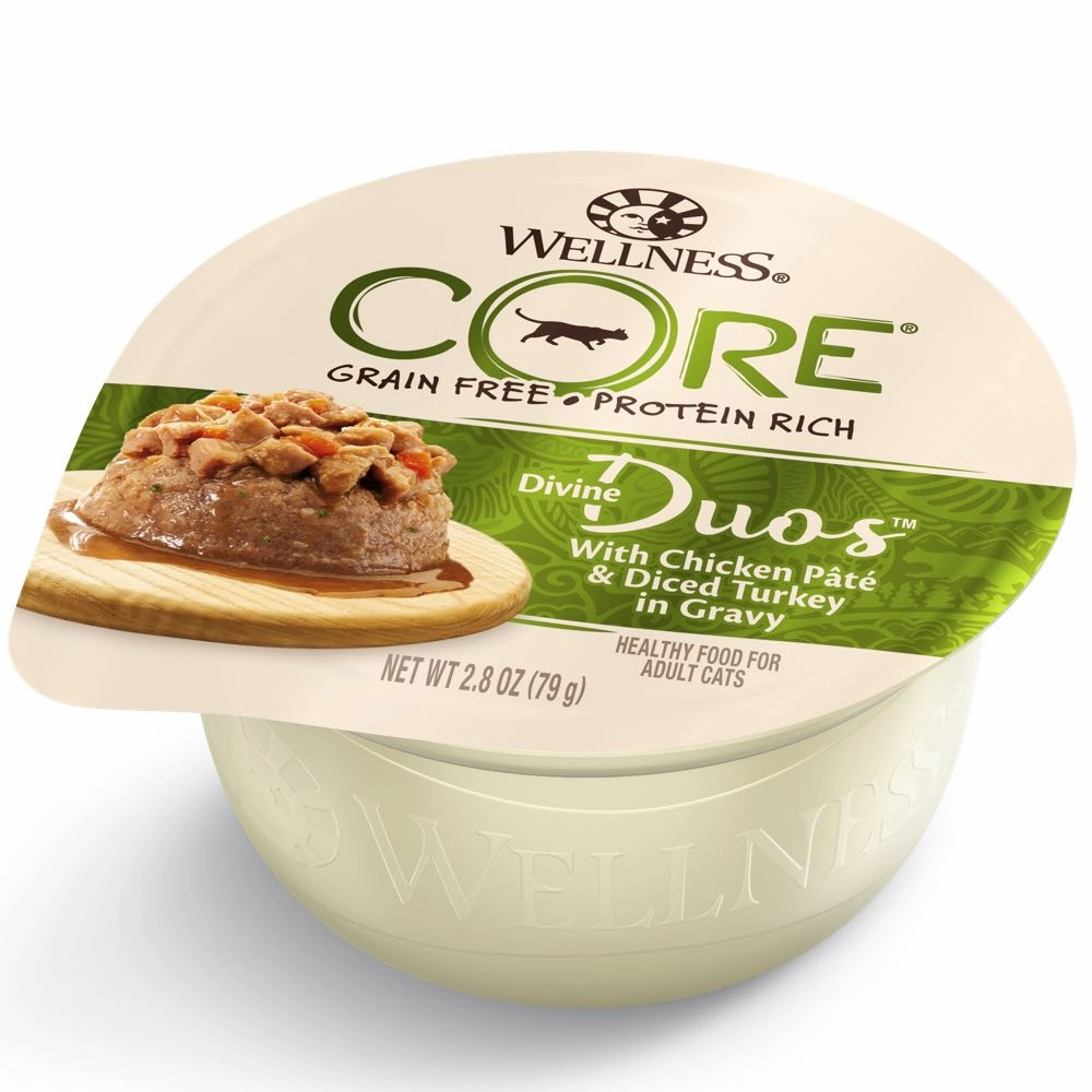 Wellness CORE Divine Duos Chicken Pate & Diced Turkey In Gravy Wet Cat Food 2.8oz
