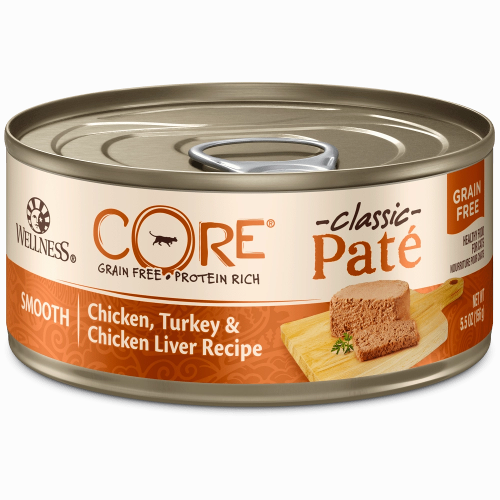 Wellness CORE Grain Free Natural Chicken, Turkey and Chicken Liver Smooth Pate Wet Canned Cat Food