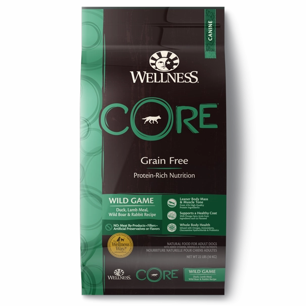 Wellness CORE Grain Free Natural Wild Game Duck, Turkey, Wild Boar and Rabbit Recipe Dry Dog Food