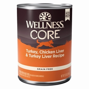 Wellness CORE Grain-Free Turkey, Chicken Liver & Turkey Liver Canned Dog Food 354g