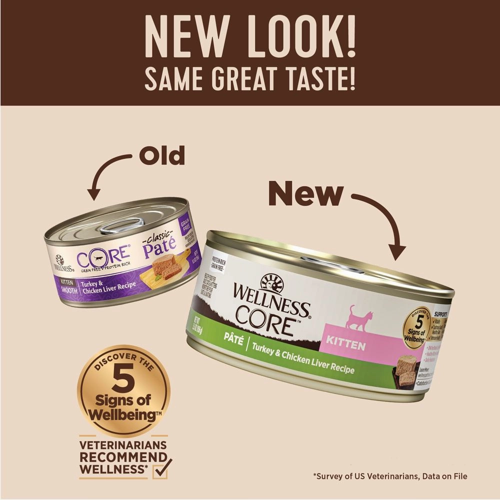 Wellness CORE Pate Kitten Turkey & Chicken Liver Grain-Free Canned Cat Food 156g