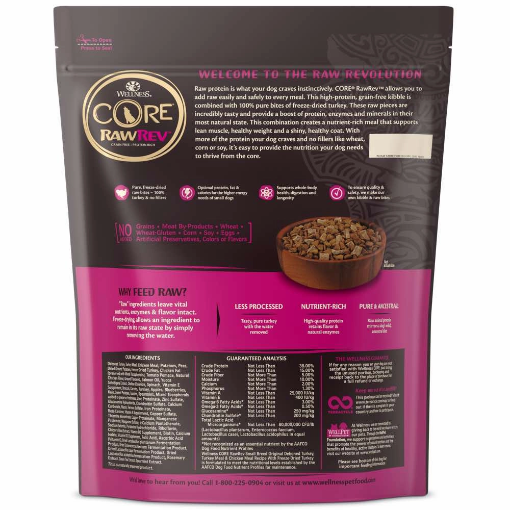 Wellness CORE RawRev Small Breed Adult Grain-Free Dry Dog Food 10lb (Exp Oct 25)
