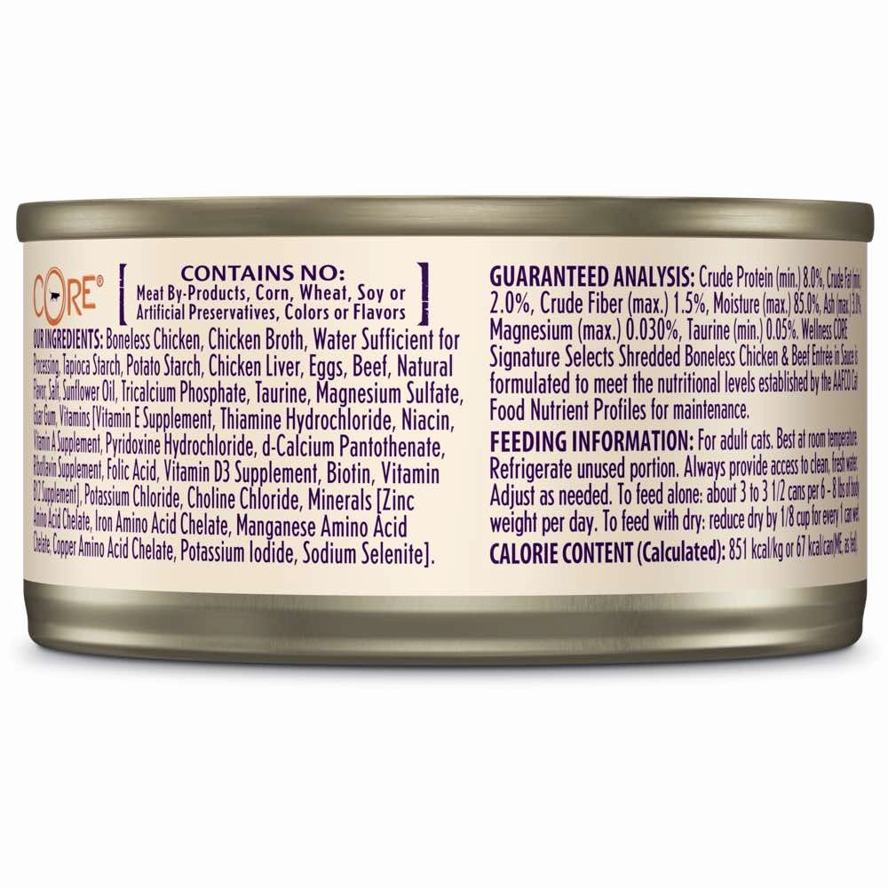 Wellness CORE Signature Selects Shredded Chicken & Beef Grain-Free Canned Cat Food