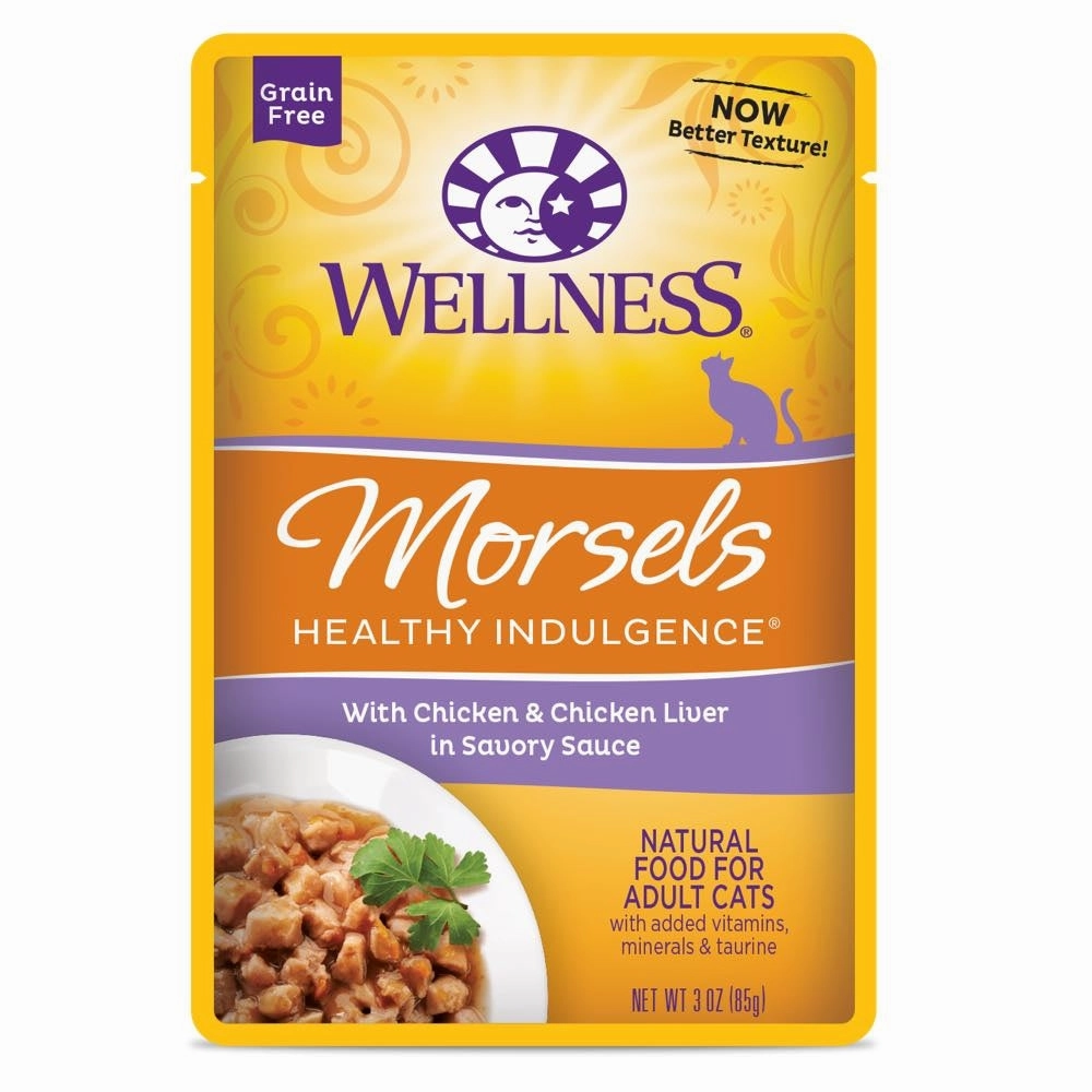 Wellness Healthy Indulgence Morsels Chicken & Chicken Liver In Sauce Grain-Free Pouch Cat Food 3oz