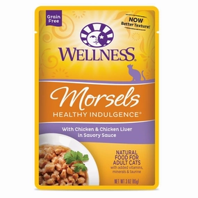 Wellness Healthy Indulgence Morsels Chicken & Chicken Liver In Sauce Grain-Free Pouch Cat Food 3oz