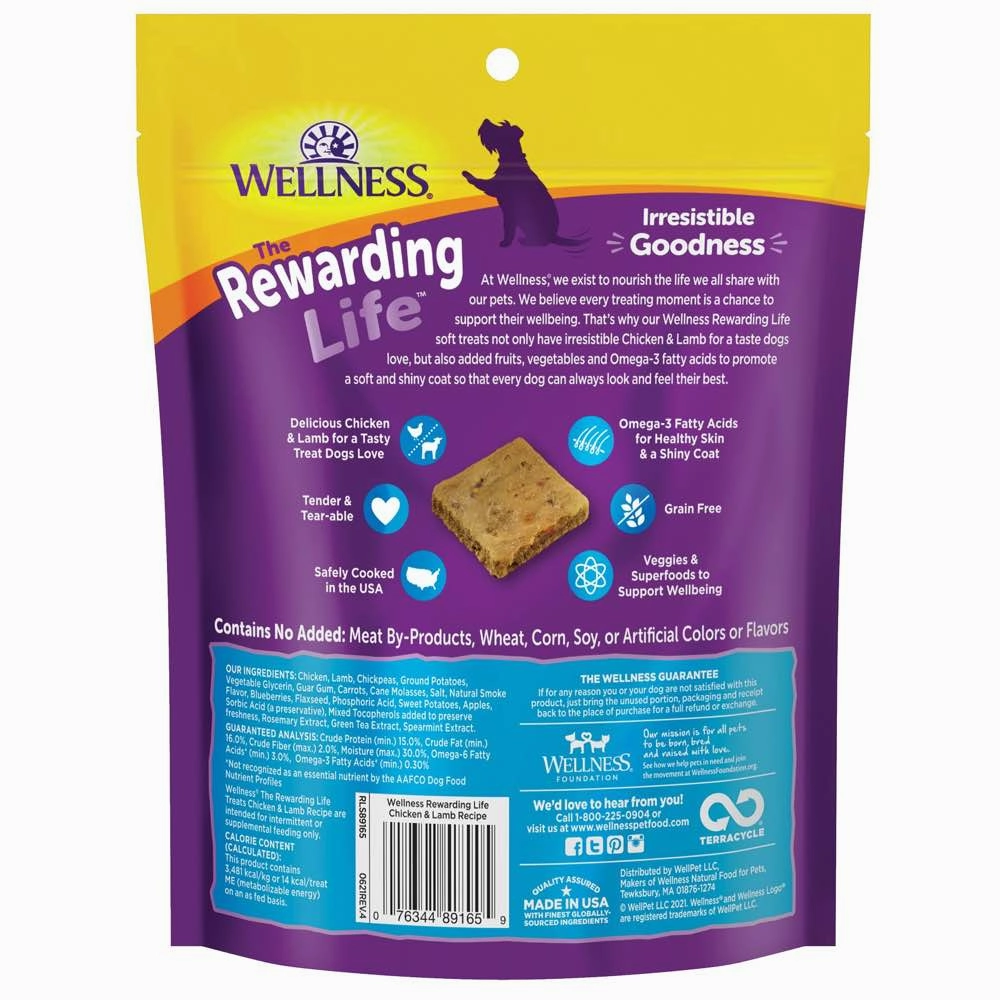 Wellness Rewarding Life (WellBites) Chicken & Lamb Grain Free Dog Treats 6oz (Exp 13Sep25)