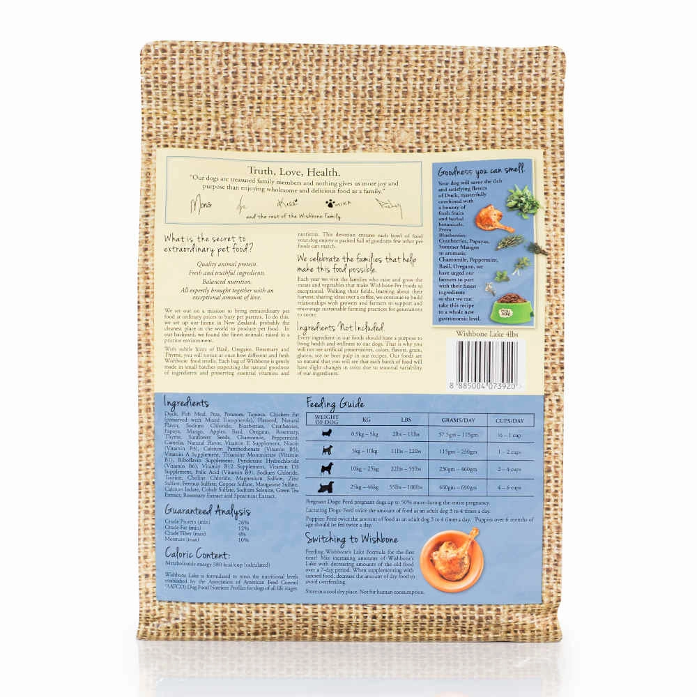 Wishbone Grain Free & Gluten Free Lake Duck & Fish Dry Dog Food