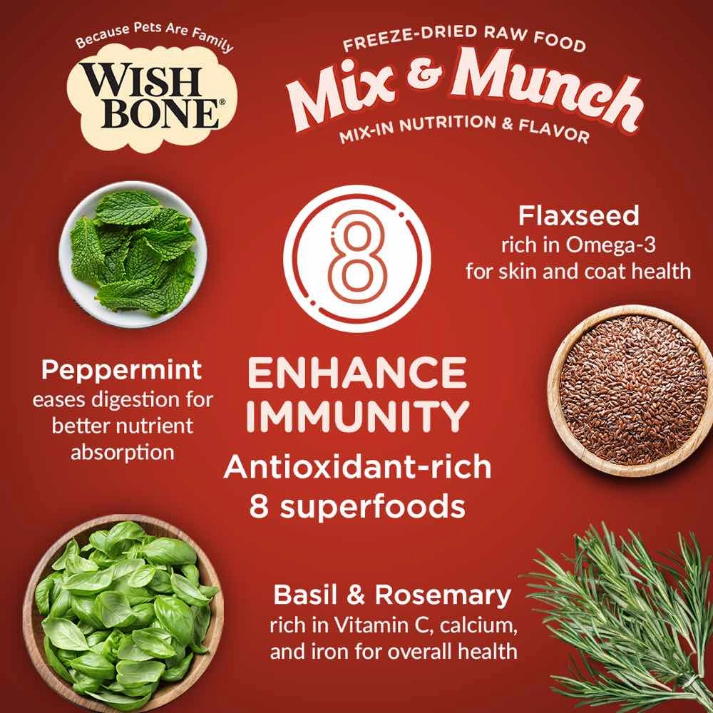 Wishbone Mix & Munch Beef & Venison Grain-Free Freeze-Dried Raw Food Cat Food Topper 350g