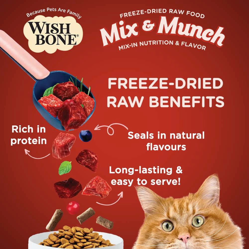Wishbone Mix & Munch Beef & Venison Grain-Free Freeze-Dried Raw Food Cat Food Topper 350g